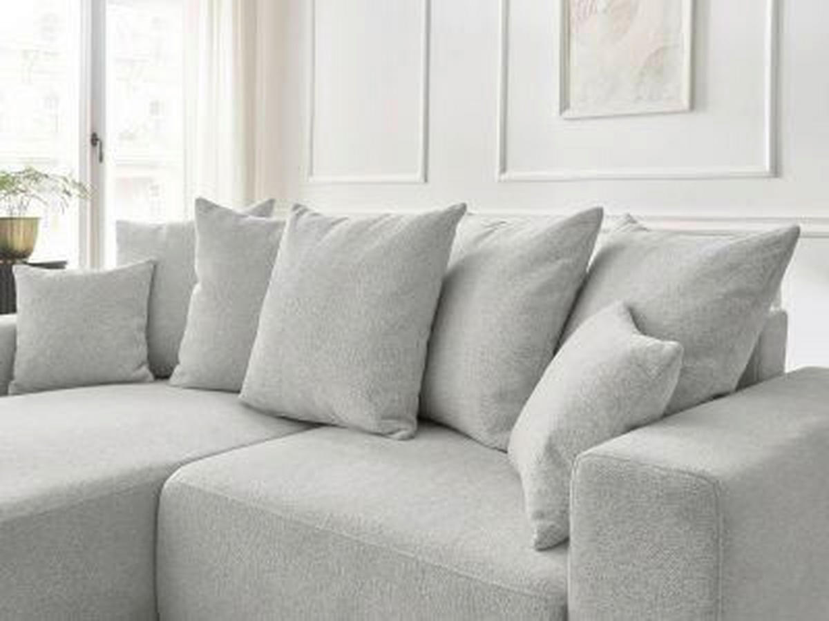 ECKSOFA Ottomane links  ATILLA Hellgrau Flachgewebe  - Hellgrau/Schwarz, MODERN, Kunststoff/Textil (149/244cm)