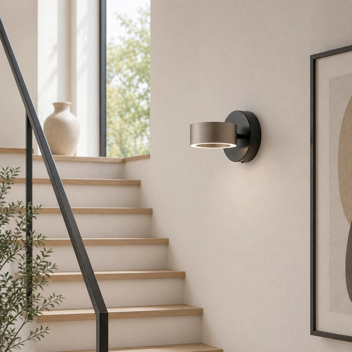 LED-WANDLEUCHTE - Schwarz/Braun, Design, Kunststoff/Metall (11/20/15cm) - Brilliant