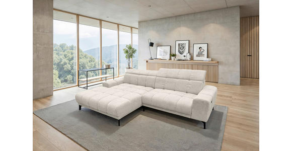 ECKSOFA inkl.Funktionen Perlmutt Chenille  - Perlmutt/Schwarz, MODERN, Textil/Metall (195/300cm) - Xora