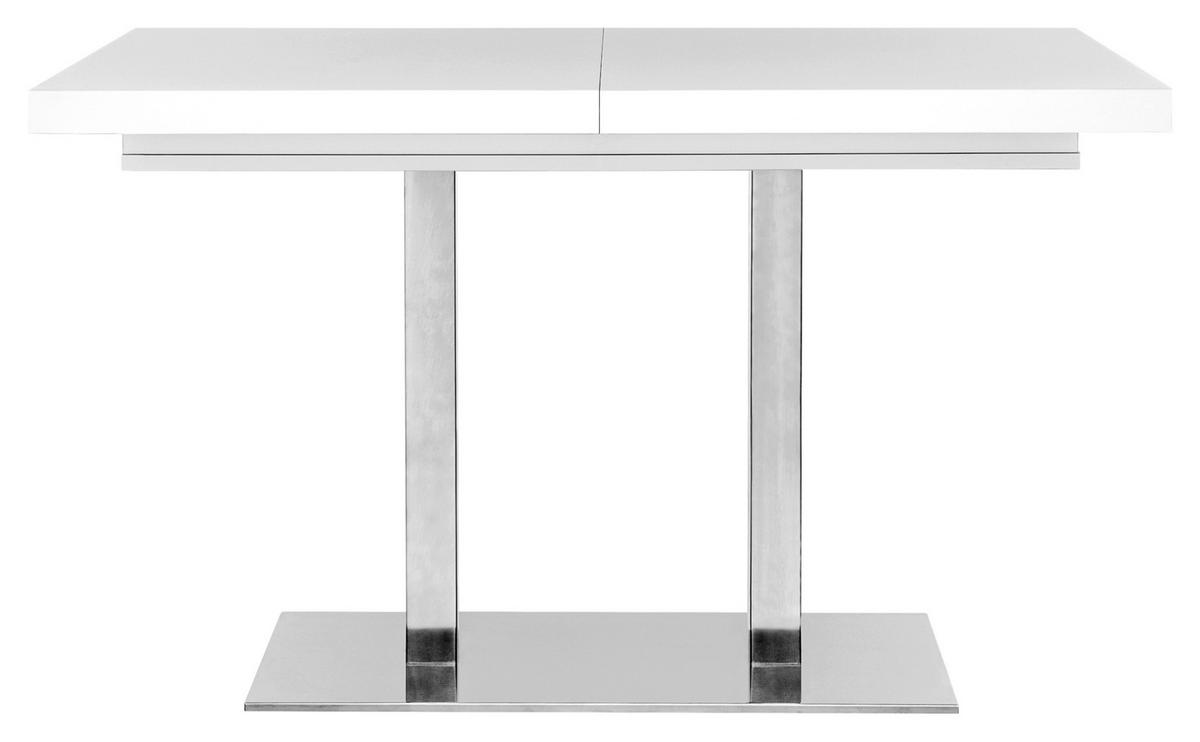 ESSTISCH Weiß, Edelstahlfarben rechteckig  ausziehbar  - Edelstahlfarben/Weiß, KONVENTIONELL, Holzwerkstoff/Metall (120/80/74cm) - MID.YOU