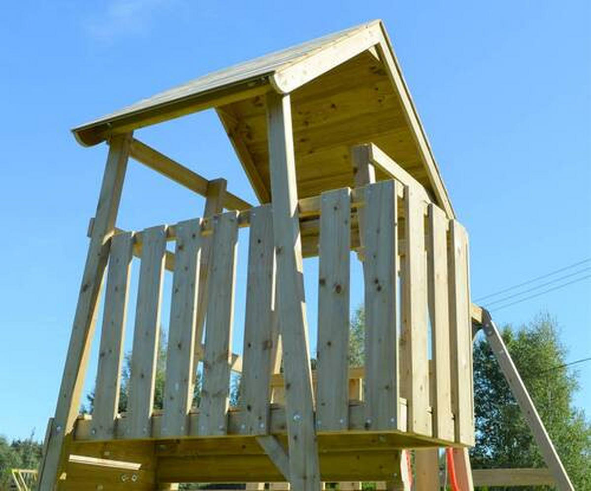 SPIELTURM 340/270/290 cm  - Rot/Naturfarben, KONVENTIONELL, Holz (340/270/290cm) - Ambia Garden