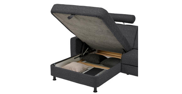 ECKSOFA in Webstoff Dunkelgrau  165/257 cm  - Dunkelgrau/Schwarz, Design, Kunststoff/Textil (165/257cm) - Xora