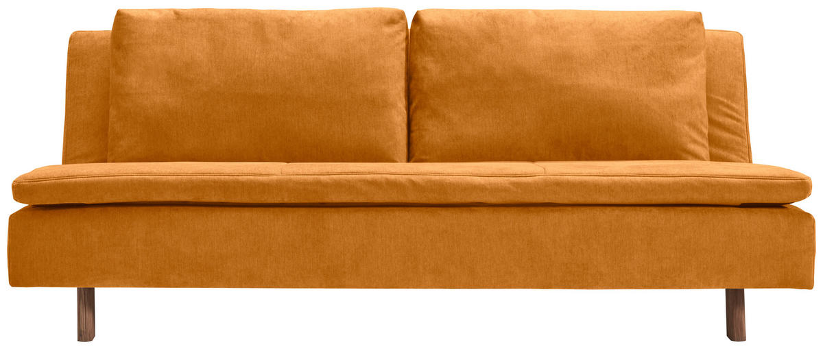 SCHLAFSOFA Flachgewebe Currygelb  - Currygelb/Eichefarben, KONVENTIONELL, Holz/Textil (205/85/98cm) - Carryhome