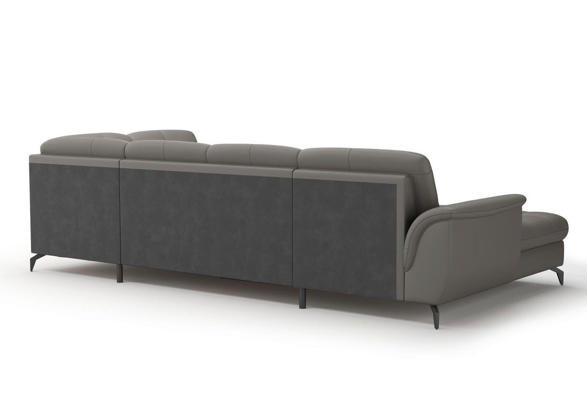 WOHNLANDSCHAFT in Vliesstoff Kombination Echtleder/Stoff Mokka  - Schwarz/Mokka, Modern, Leder/Textil (164/319/212cm) - Sit & More