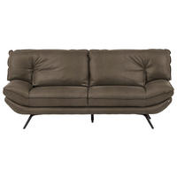2,5-SITZER in Leder Graubraun  - Graubraun/Schwarz, Design, Leder/Metall (206/94/95cm) - Celina