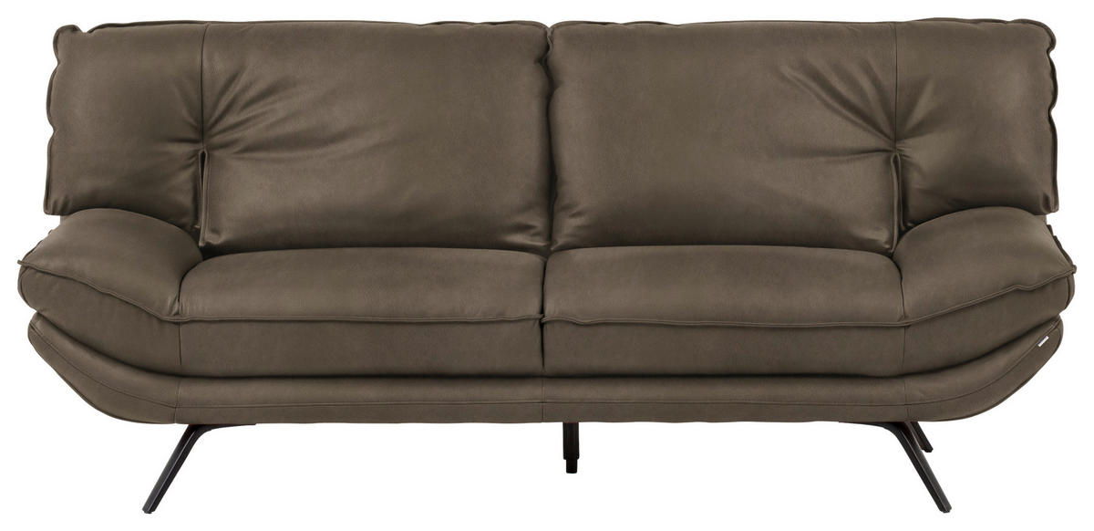 2,5-SITZER in Leder Graubraun  - Graubraun/Schwarz, Design, Leder/Metall (206/94/95cm) - Celina