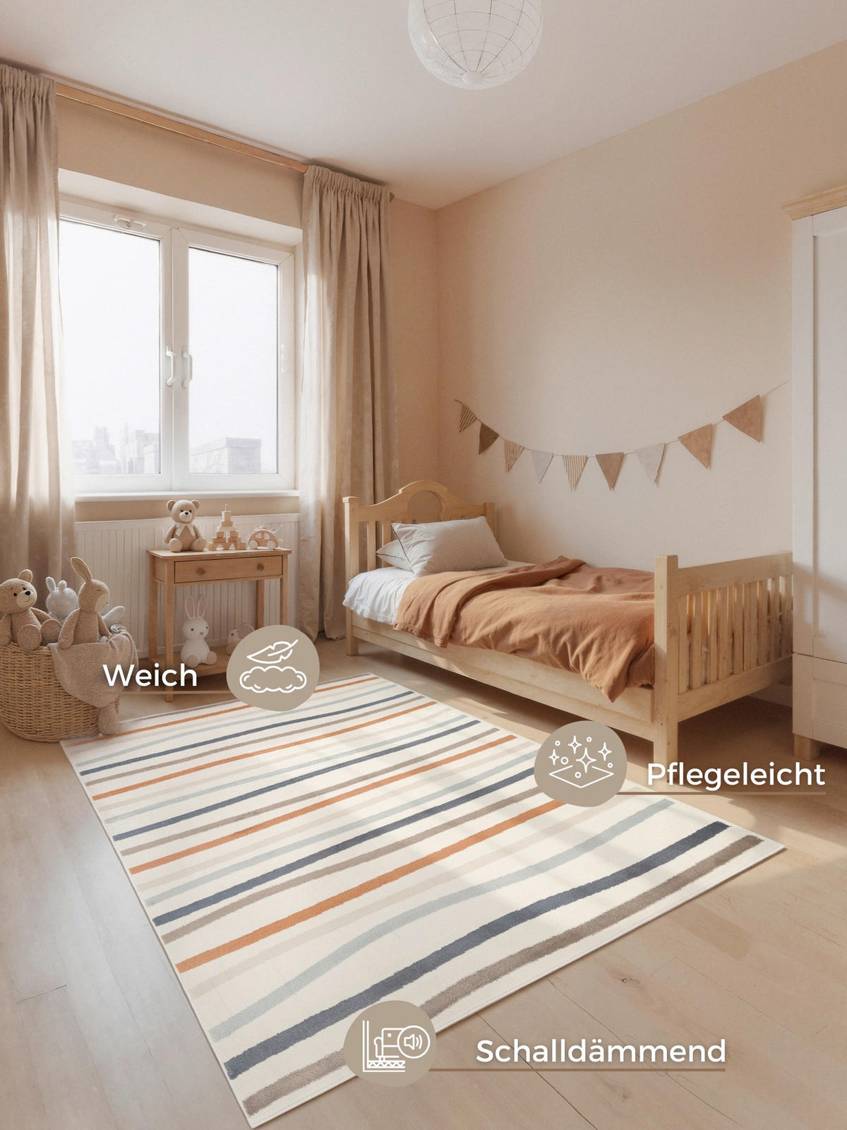 KINDERTEPPICH 200/290 cm Adventures Streifen  - Multicolor/Creme, Design, Kunststoff/Textil (200/290cm) - Hanse Home