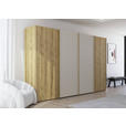 SCHWEBETÜRENSCHRANK 360/223/68 cm 4-türig Eichefarben, Champagner  - Champagner/Eichefarben, Design, Glas/Holz (360/223/68cm) - Novel