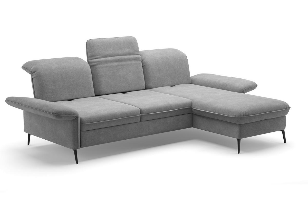 ECKSOFA in Flachgewebe Grau  - Schwarz/Grau, Konventionell, Textil/Metall (264/198cm) - Sit & More