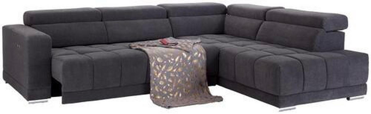 Wohnlandschaft "Hogan" , in Webstoff Grau  - Silberfarben/Grau, Modern, Holz/Textil (299/212cm) - Livetastic