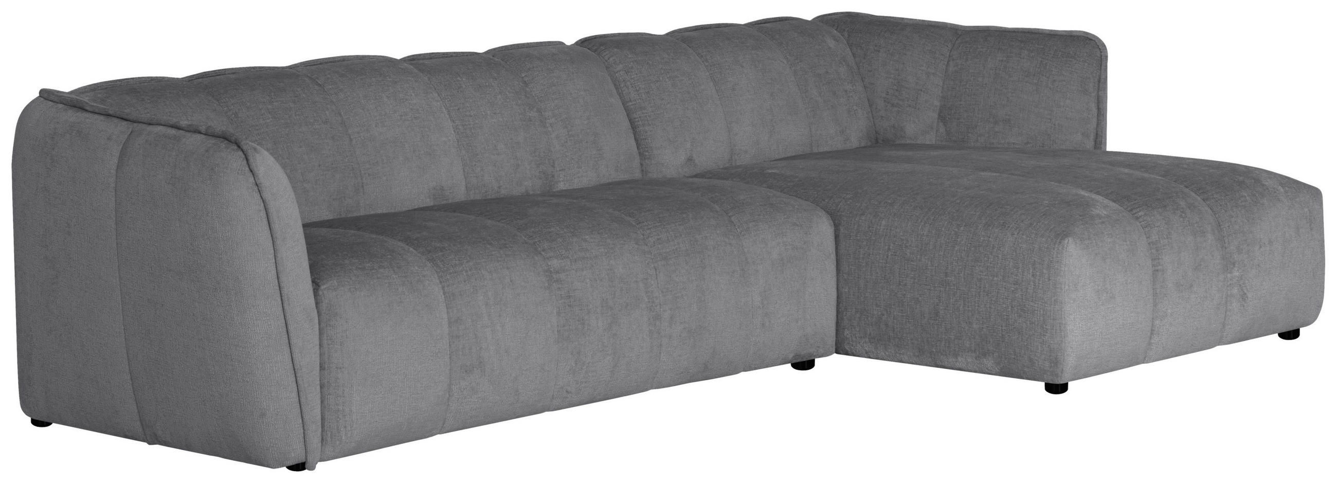 ECKSOFA Chenille Hellgrau  - Hellgrau/Schwarz, Design, Textil (276/160cm) - MID.YOU