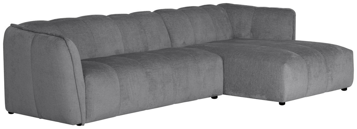 ECKSOFA LIVOLI in Chenille Hellgrau  276/160 cm  - Hellgrau/Schwarz, Design, Textil (276/160cm) - MID.YOU
