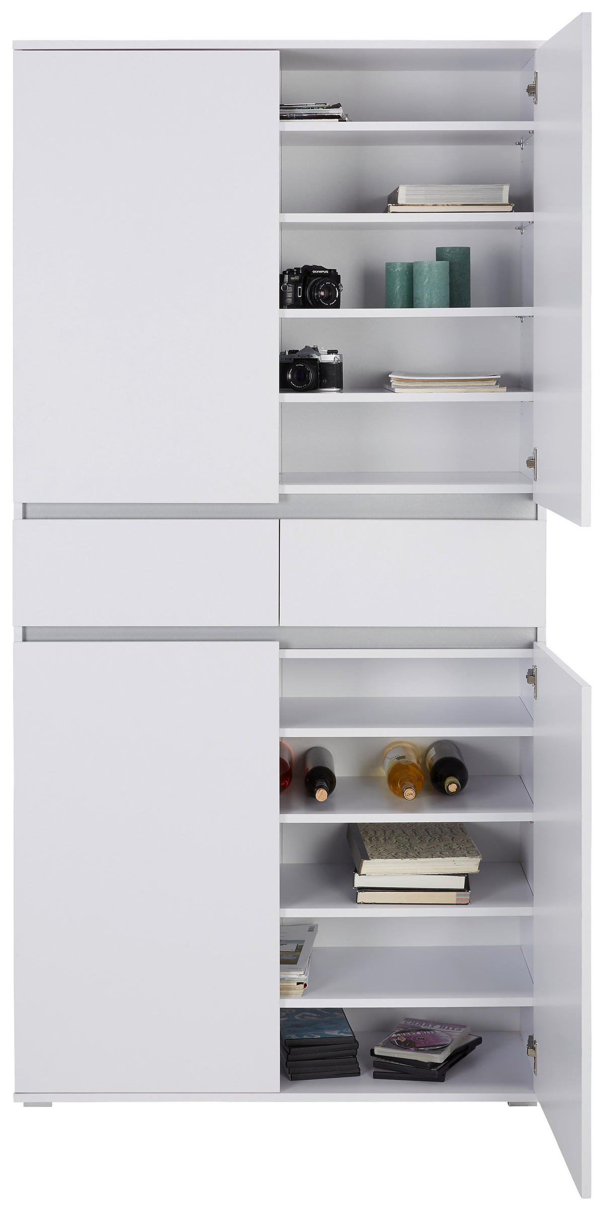 MEHRZWECKSCHRANK 100/200/37 cm  in Weiß  - Silberfarben/Weiß, KONVENTIONELL, Holzwerkstoff/Kunststoff (100/200/37cm) - Xora