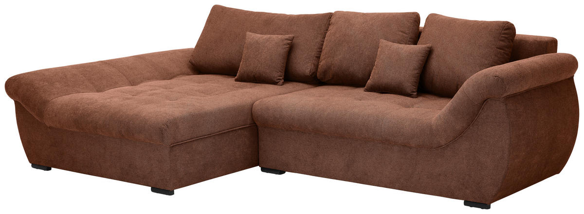 ECKSOFA Haselnussfarben Flachgewebe  - Schwarz/Haselnussfarben, Design, Kunststoff/Textil (175/278cm) - Xora