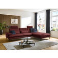 ECKSOFA in Echtleder Brombeere  308/195 cm  - Brombeere/Schwarz, Design, Leder/Metall (308/195cm) - Dieter Knoll