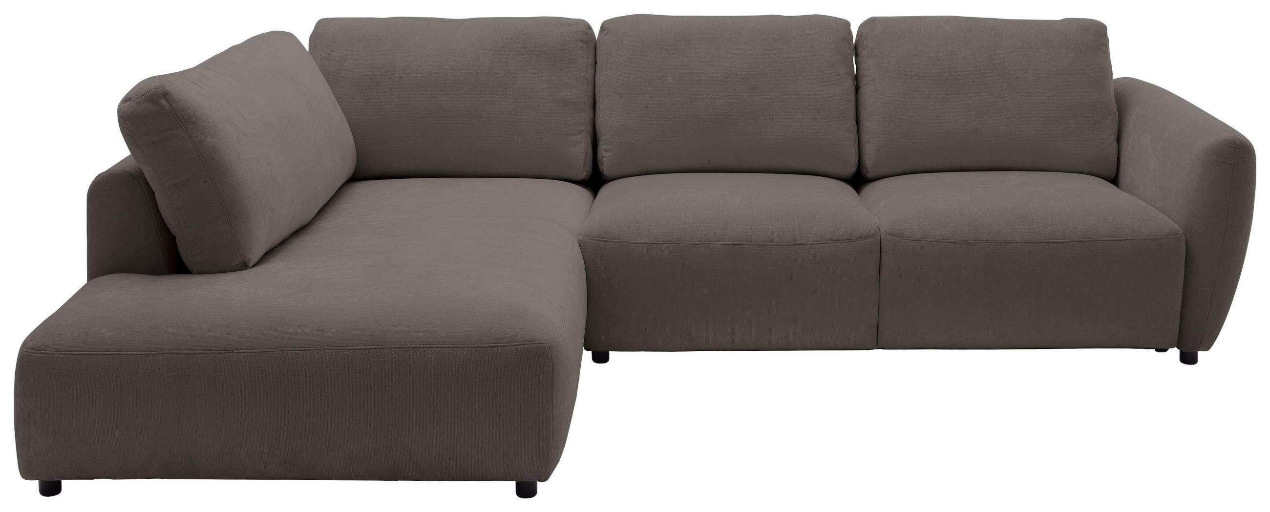 ECKSOFA Chenille Dunkelbraun  - Dunkelbraun/Schwarz, Konventionell, Kunststoff/Textil (224/307cm) - Hom`in