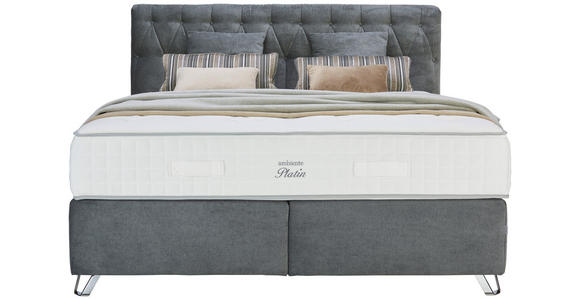 BOXSPRINGBETT 180/200 cm  in Dunkelgrau  - Dunkelgrau/Silberfarben, KONVENTIONELL, Textil/Metall (180/200cm) - Ambiente