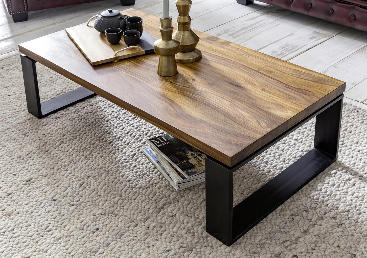 COUCHTISCH in Holz 115/60/35 cm  - Sheeshamfarben/Schwarz, Design, Holz/Metall (115/60/35cm) - MID.YOU