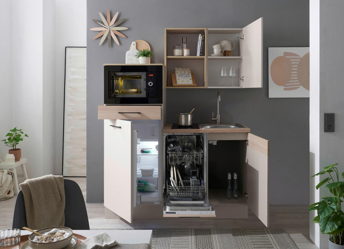 KÜCHENBLOCK   in Eichefarben, Kaschmir  - Kaschmir/Eichefarben, Trend, Holzwerkstoff/Metall (150/210/60cm) - MID.YOU