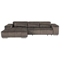 ECKSOFA Silberfarben Velours Kopfteilverstellung  - Silberfarben, KONVENTIONELL, Textil/Metall (186/307cm) - Livetastic