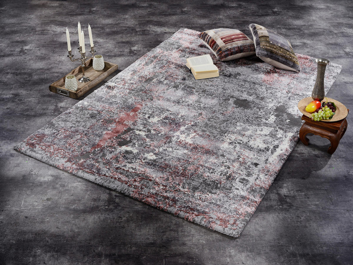 VINTAGE-TEPPICH 120/170 cm Timeline Quantum Grau, Hellrot  - Hellrot/Grau, Design, Textil (120/170cm) - Novel