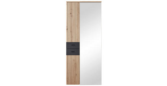 GARDEROBENSCHRANK in 84/202,2/37,4 cm - Schwarz/Eiche Artisan, Design, Holzwerkstoff/Metall (84/202,2/37,4cm) - Voleo