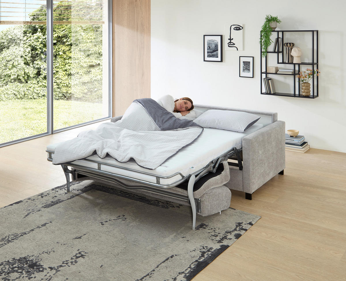 SCHLAFSOFA  in Flachgewebe Grau  - Schwarz/Grau, Design, Textil/Metall (185/84/100cm) - Bali