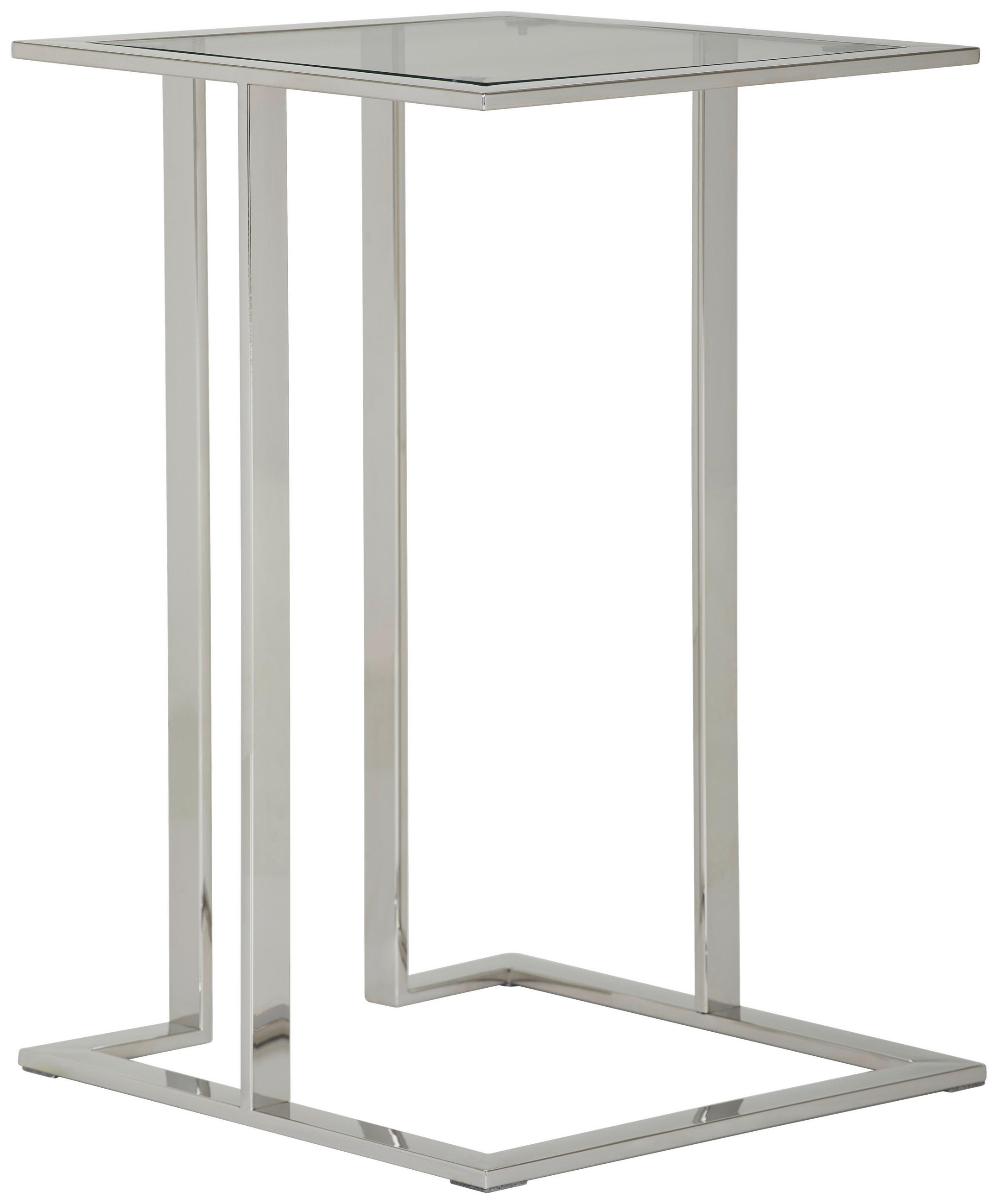 BEISTELLTISCH 40/40/60 cm Klar, Silberfarben quadratisch  - Klar/Silberfarben, Trend, Glas/Metall (40/40/60cm) - Xora