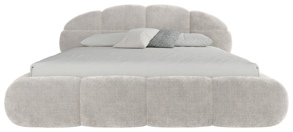 POLSTERBETT 180/200 cm,  in Beige, gepolstertes Kopfteil, Lattenrost, Bettkasten,  - Beige/Schwarz, Design, Holz/Textil (180/200cm) - Chameo