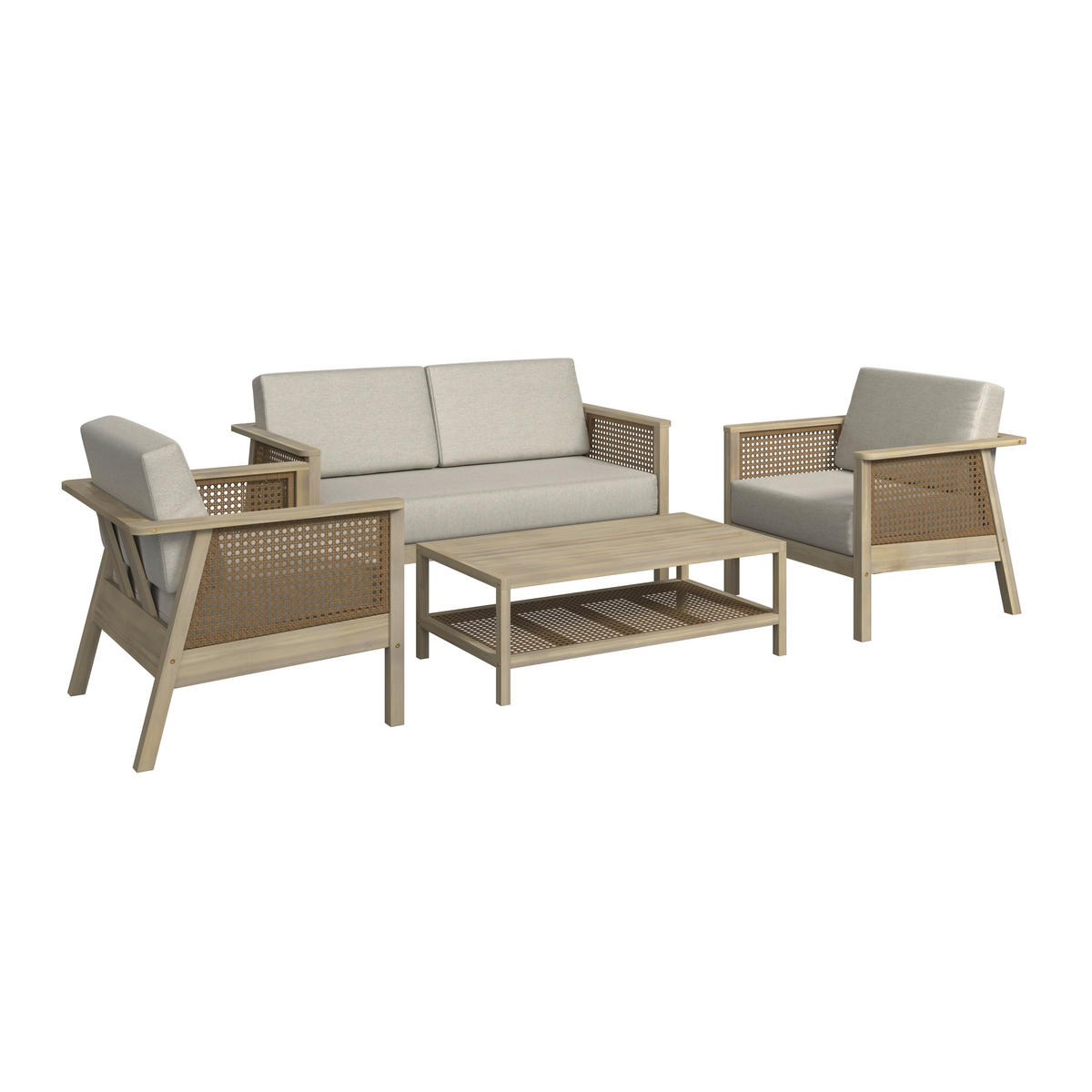 TERASOVÁ SEDACIA SÚPRAVA drevo, plast - farba akácie, Natur, drevo/plast (100/35/55cm) - Ambia Garden