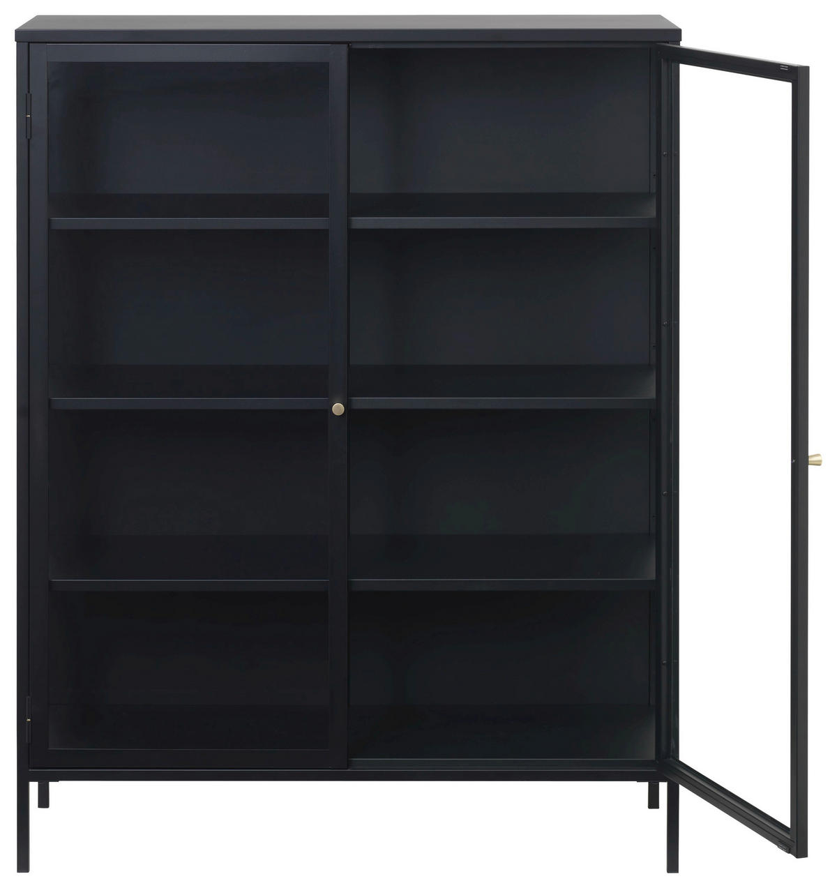 HÖG BYRÅ svart  110/140/40 cm  - svart/guldfärgad, Trend, metall/glas (110/140/40cm) - Xora