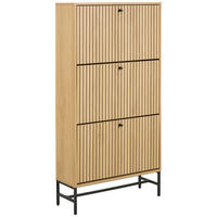 OMARA Z LOPUTAMI ZA ČEVLJE furnirano naravne barve, črna - črna/naravne barve, Design, kovina/leseni material (71,6/140,4/25cm) - MID.YOU