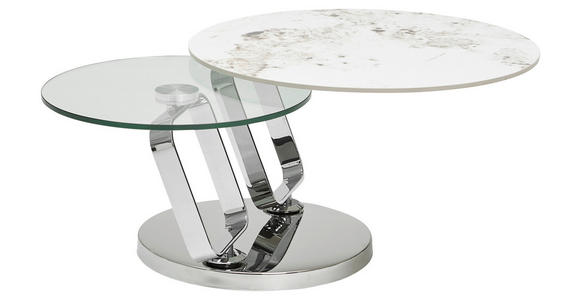 COUCHTISCH Klarglas 87-145/73/45 cm rund Creme, Silberfarben, Transparent  - Chromfarben/Transparent, Design, Glas/Keramik (87-145/73/45cm) - Dieter Knoll