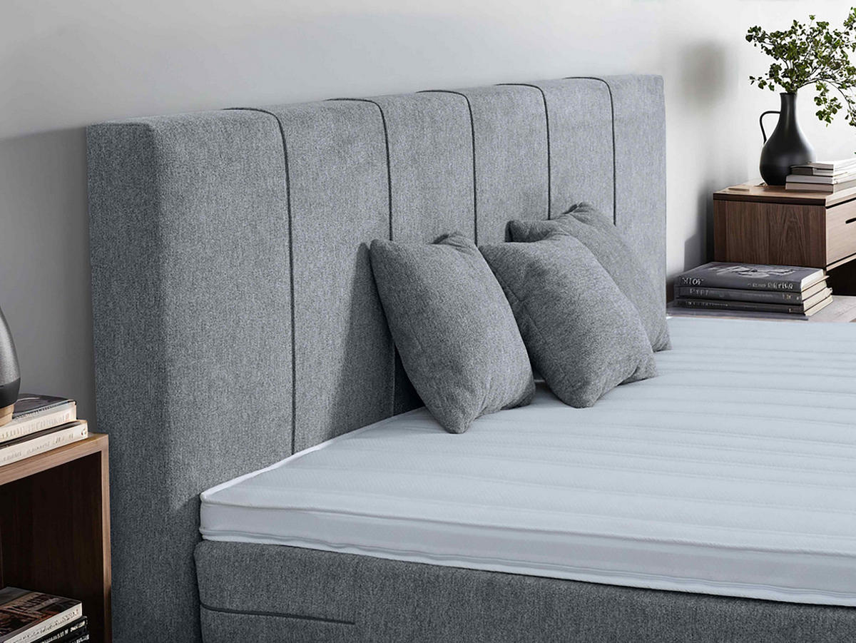 BOXSPRINGBETT 200/200 cm  in Dunkelgrau  - Dunkelgrau/Schwarz, Lifestyle, Holz/Textil (200/200cm) - home24