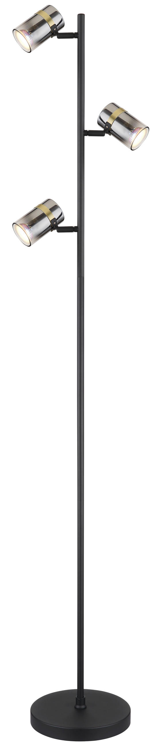 STEHLEUCHTE - Messingfarben/Schwarz, Design, Glas/Kunststoff (23/154cm) - Globo