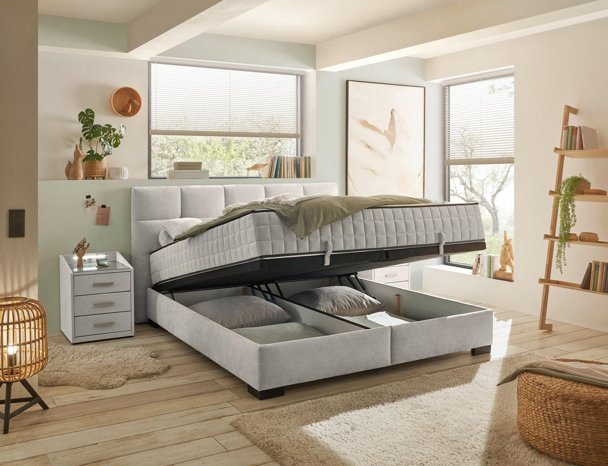 BOXBETT 180/200 cm  in Beige  - Beige/Schwarz, MODERN, Holzwerkstoff/Kunststoff (180/200cm) - MID.YOU