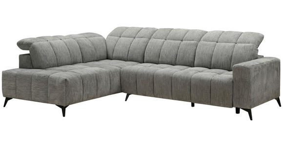 ECKSOFA Dunkelgrau Chenille  - Dunkelgrau/Schwarz, Design, Textil/Metall (214/293cm) - Xora