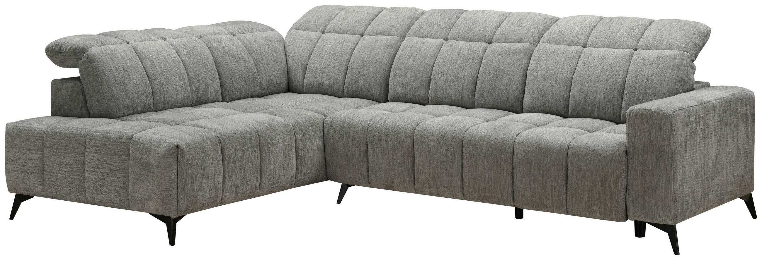 ECKSOFA inkl. Funktionen Dunkelgrau Chenille  - Dunkelgrau/Schwarz, Design, Textil/Metall (214/293cm) - Xora