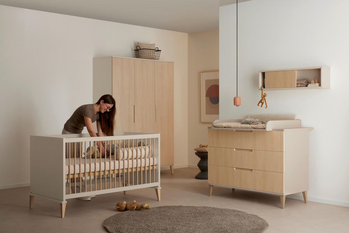 KOMODA ZA PREVIJANJE  Jonte  - boje hrasta/bež, Basics, drvni materijal (124/95/56cm) - Paidi