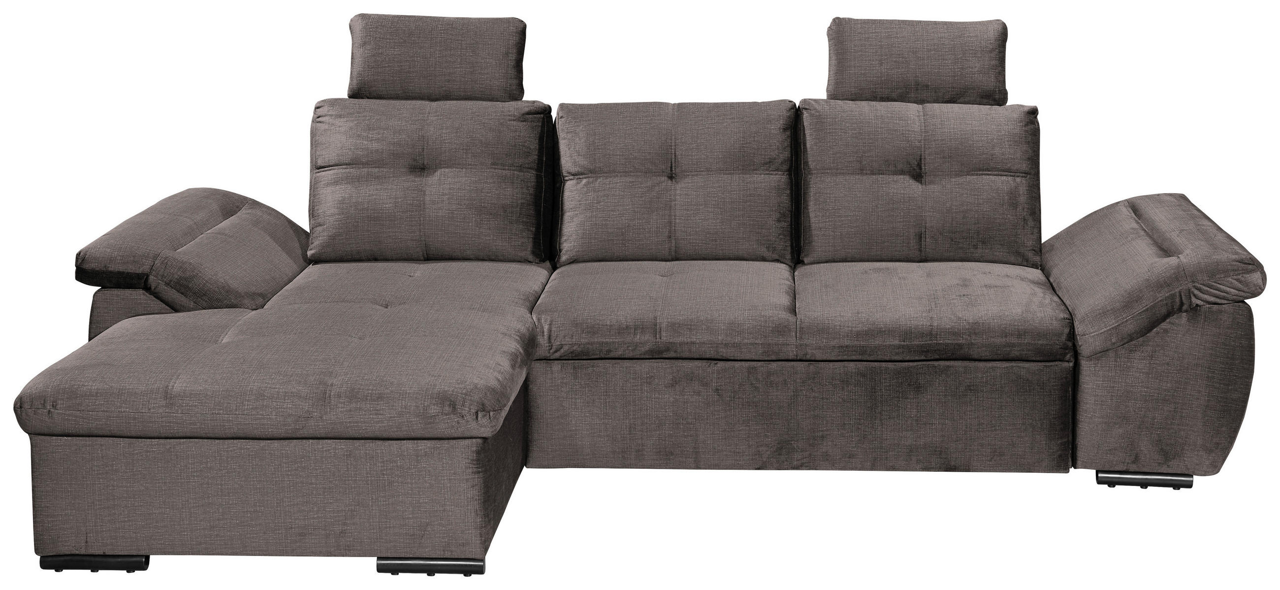 ECKSOFA in Mikrovelours Graubraun  - Graubraun/Schwarz, Konventionell, Kunststoff/Textil (170/275cm) - Carryhome