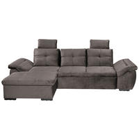 ECKSOFA in Mikrovelours Graubraun  - Graubraun/Schwarz, Konventionell, Kunststoff/Textil (170/275cm) - Carryhome