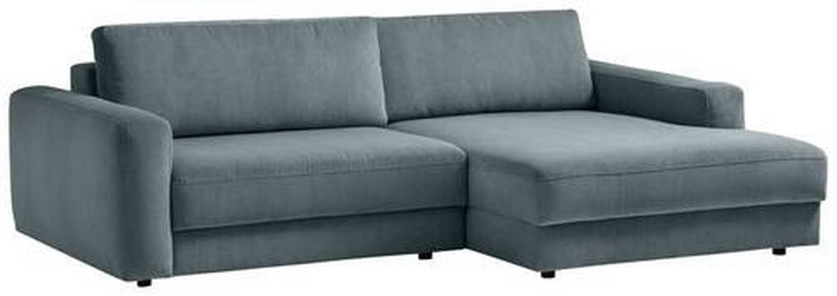 ECKSOFA in Cord Blaugrau  - Blaugrau/Schwarz, Modern, Textil (250/176cm) - Trendmanufaktur