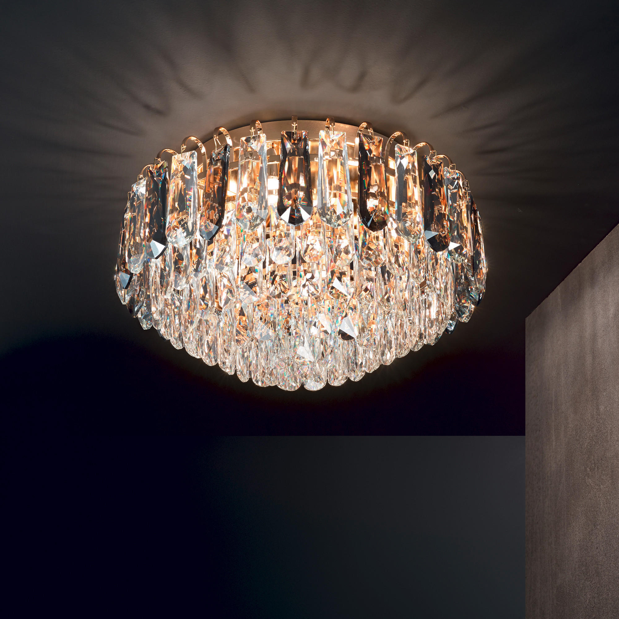 LED-DECKENLEUCHTE Magnolia 45/26 cm   - Goldfarben, KONVENTIONELL, Glas/Metall (45/26cm) - Ideal Lux