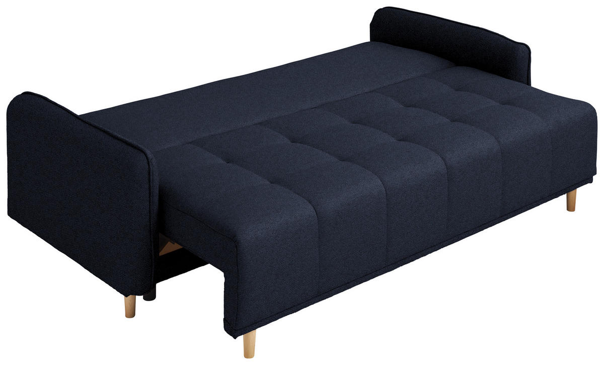 SCHLAFSOFA  in Struktur Dunkelblau  - Buchefarben/Dunkelblau, Design, Holz/Textil (217/97/101cm) - Carryhome