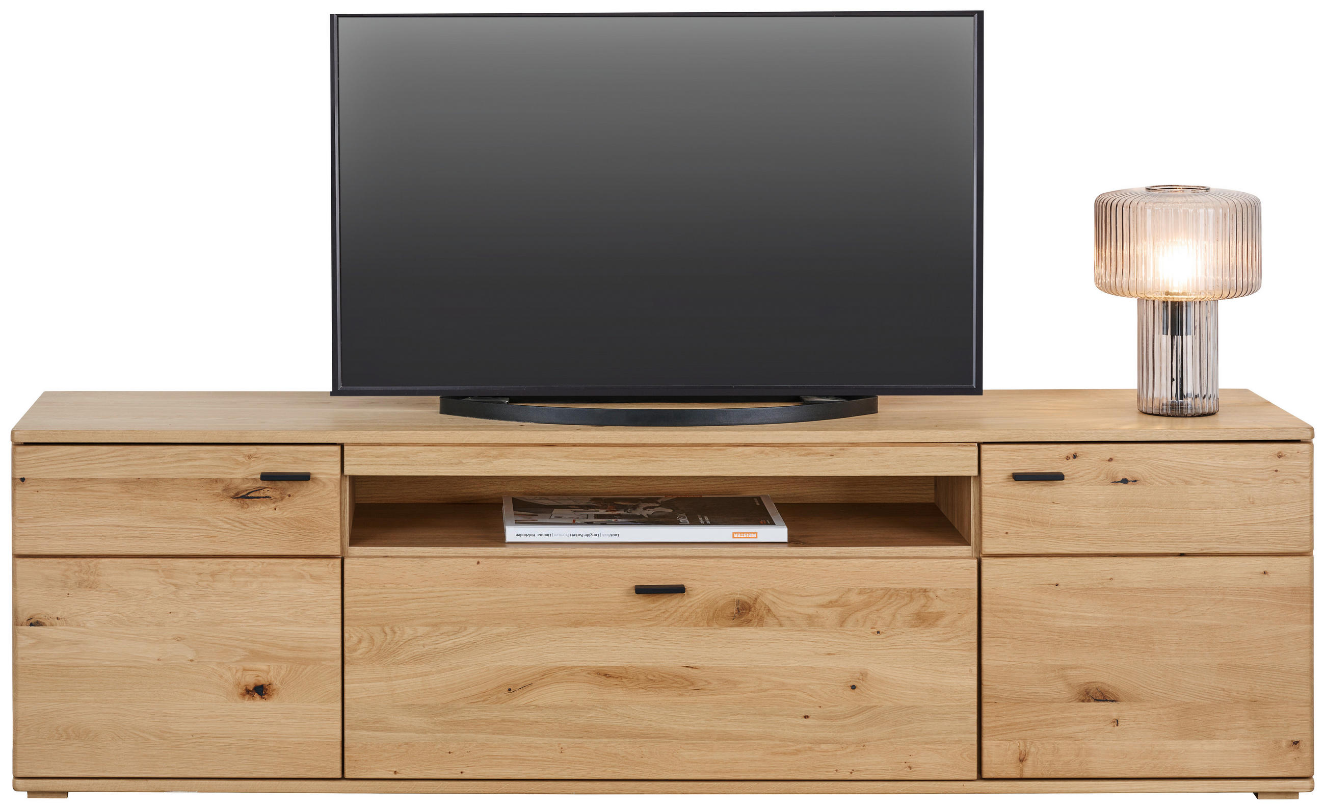 TV-ELEMENT - Eichefarben/Schwarz, Natur, Holz/Holzwerkstoff (195/56/44cm) - Hom`in