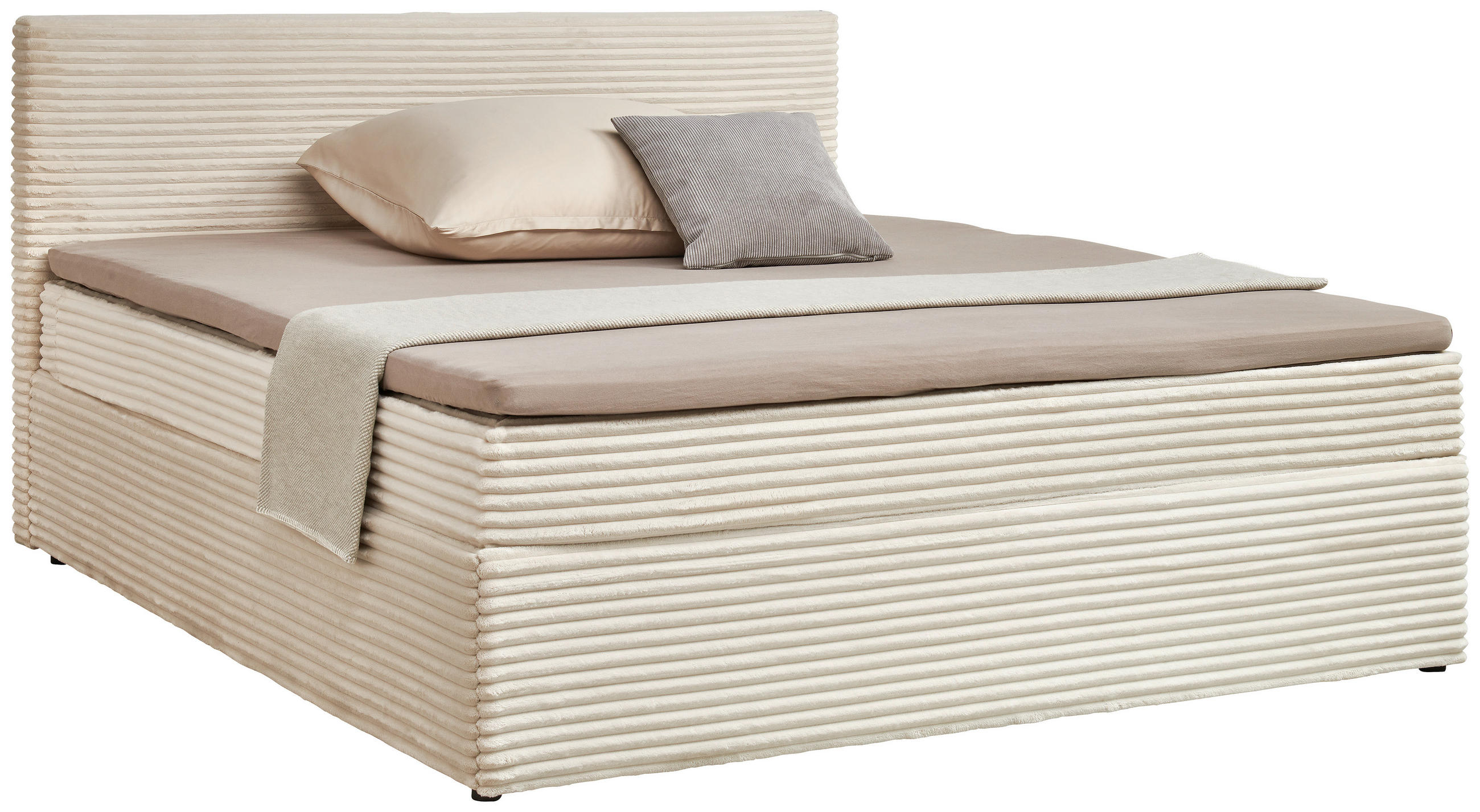 BOXBETT 180/200 cm  in Creme  - Creme/Schwarz, Basics, Holz/Kunststoff (180/200cm) - Livetastic