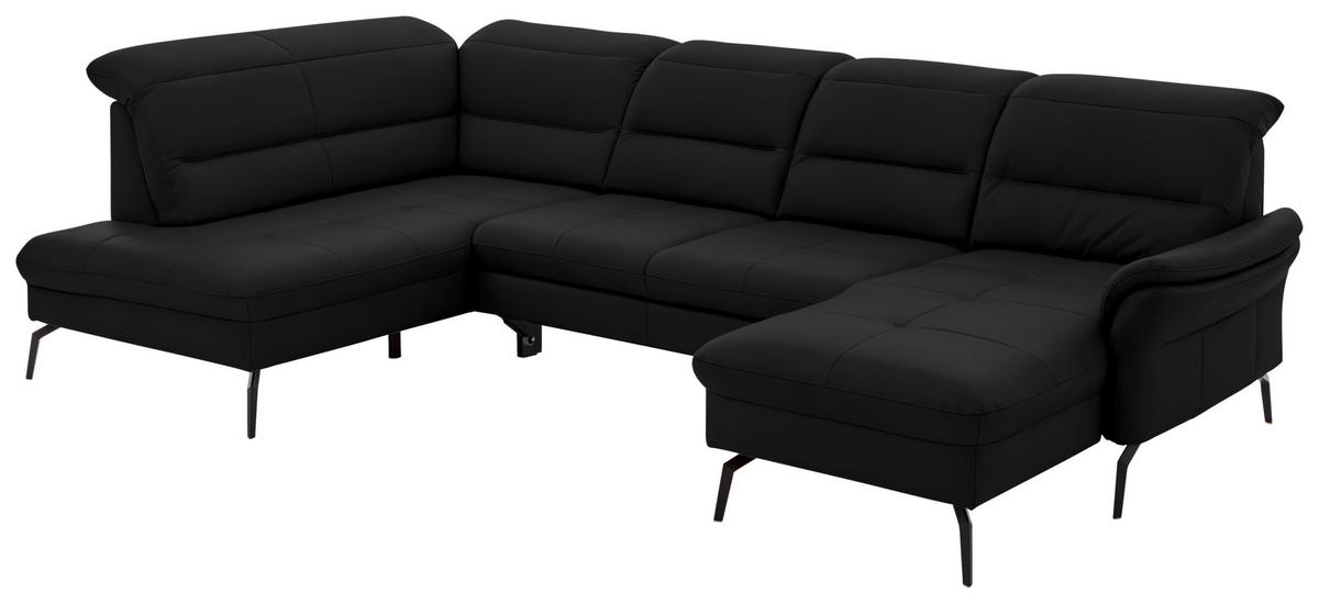 WOHNLANDSCHAFT in Echtleder Dunkelbraun  - Dunkelbraun/Schwarz, Design, Leder/Metall (206/336/181cm) - Beldomo Speed