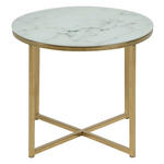 COUCHTISCH in Metall, Glas 50/50/42 cm  - Goldfarben/Weiß, Trend, Glas/Metall (50/50/42cm) - Ambia Home