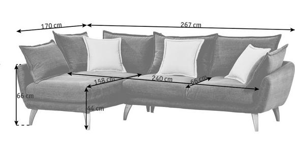 WOHNLANDSCHAFT in Chenille Dunkelbraun  - Dunkelbraun/Naturfarben, Trend, Holz/Textil (267/170cm) - Ambia Home