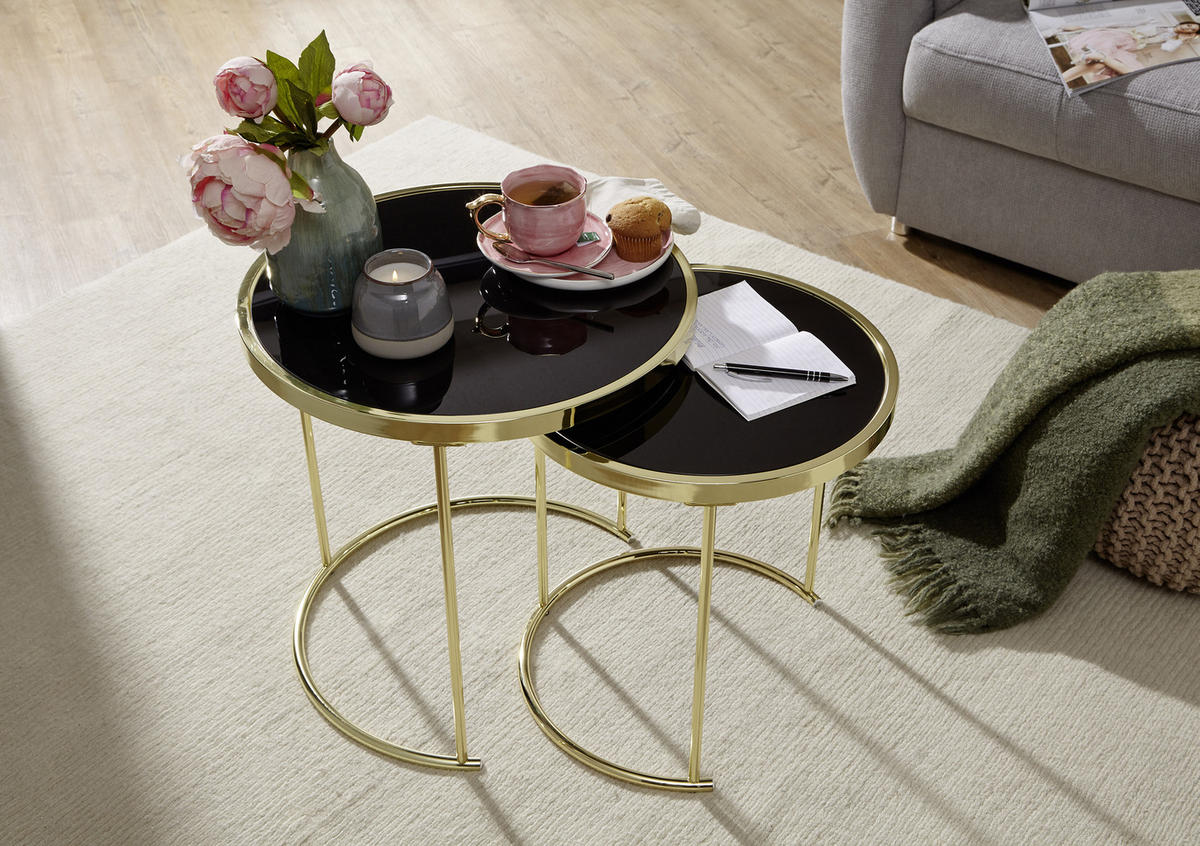 SET MIZ, zlate barve  - zlate barve, Design, kovina/steklo (42/42/45cm) - MID.YOU